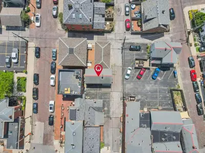 an overhead view of a parking lot with cars at Housepitality - The Marienplatz - Free Parking in Columbus