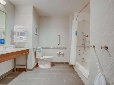 a bathroom with a toilet and a shower and a sink at Hampton Inn & Suites Williamstown Ark Encounter, Ky in Williamstown
