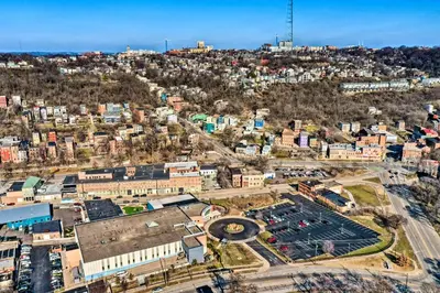 an aerial view of a city at Cincinnati Home with Deck and Private Hot Tub! in Cincinnati