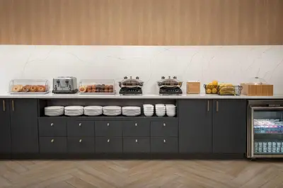 a counter with some food on top of it at TownePlace Suites by Marriott Cincinnati Mason in Mason