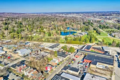 an aerial view of a city with a park at Cincinnati Vacation Rental 6 Mi to Downtown! in Cincinnati