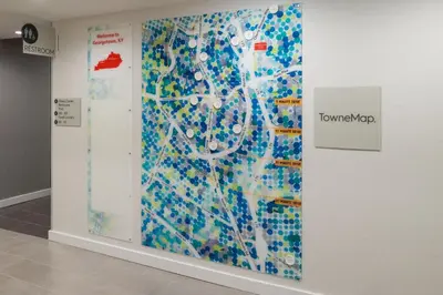 a wall with a map on it in a room at TownePlace Suites by Marriott Georgetown in Georgetown
