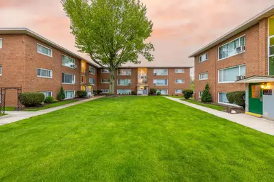 an empty lawn in front of a building at Near CLE airport and Valley 2-4a Georgetown Villas in Fairview Park