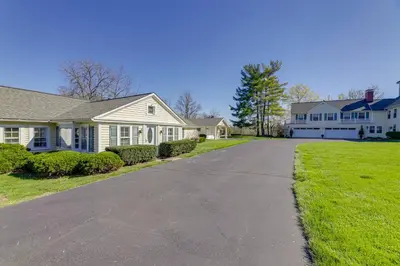 a driveway in front of a house at The Windmill House with Pond 9 Mi to Dayton! in Dwyer