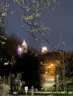 a city street at night with buildings in the background at Trendy in Tremont, Cleveland (Upper) in Cleveland